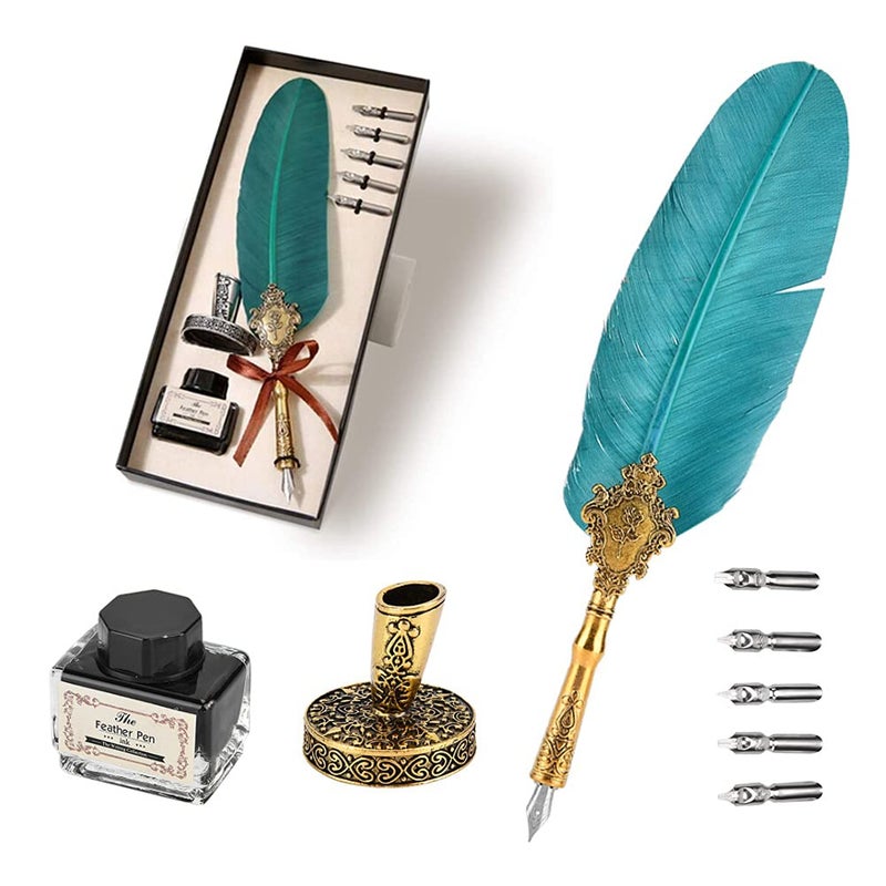 FOSA Retro Pens, Classical Fountain Pen, Old European Dip Creative Writing Pen Ink Bottle Set Gift Box, Dip Pen with 5pcs Replacement Nib, INK BOTTLE WITHOUT INK - Image 1